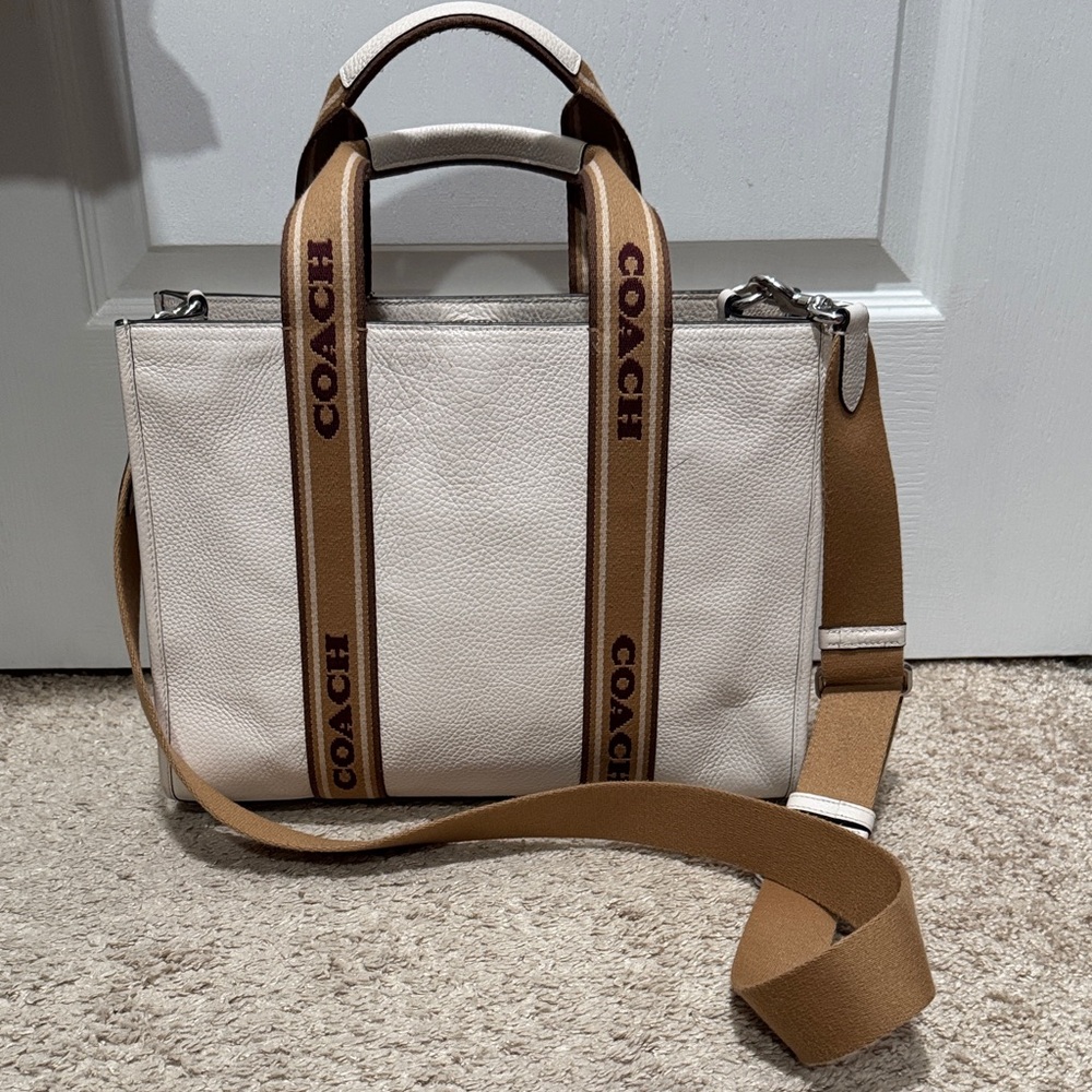 Coach Cream and Tan Laptop Bag